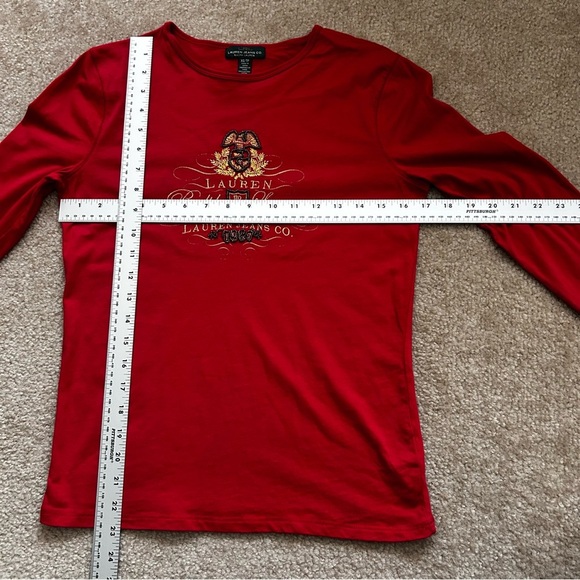 Ralph Lauren Jeans Co Red Long Sleeve Crewneck Tee - Picture 5 of 7